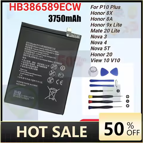 HB386589ECW 3750mAh Mobile Phone Battery for Huawei P10 Plus Honor 8X 8A View 10 V10 Mate 20 Lite No