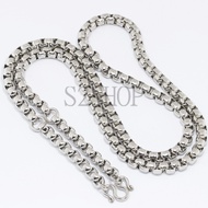 s2shop สร้อยคอสแตนเลสแท้ สร้อยคอพระ ลายผ่าหวาย ห้อยพระได้ 3 องค์ ความกว้าง 6 มม.ความยาว 24 26 28 30