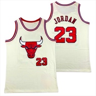IMPORTED EMBROIDERY JERSEY BASKETBALL SHIRT CLASSIC CREAM CHAINSTITCH BULLS 23 MICHAEL JORDAN CREA
