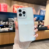 PC เคส ขอบสีหลังใส สำหรับ iPhone 7Plus 8 X XS XR XS MAX 11 11Pro 11Promax 12 13 14 15 Pro Promax 15P