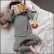 HK2 Winter and Autumn Children's Thermal Underwear Set Boys' Striped Autumn Clothes Long Johns Pajam