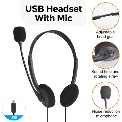 Call Center USB Wired Computer Headphone Clear Voice Office School PC Gaming Headset Noise Reduction