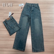 WOW รุ่น 802 กางเกงยีนส์ ทรงกระบอก แต่งเฟดขา ทรงสวยผ้าไม่ยืด