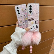 GANTUNGAN Case Zfold7 Snoopy Peanuts Dog Puppy Cartoon Cute Little Boy Dog With Chain Hanger hp Casi