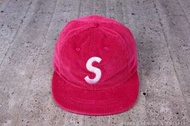 紐約站2017SS Supreme Corduroy S Logo 6-Panel 六片帽 桃紅【SUP002】