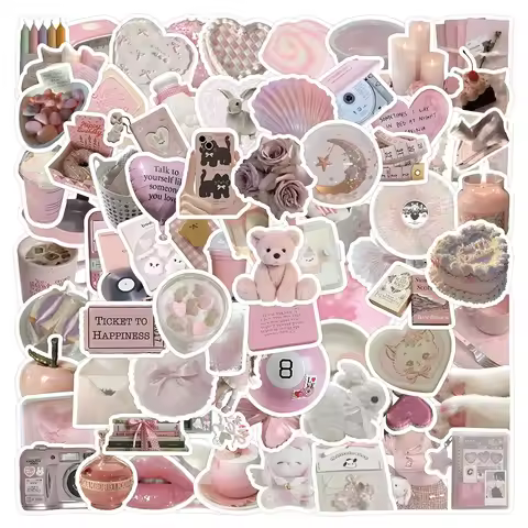 10/30/50/100pcs Ins Style Pink Coquette Aesthetic Stickers Cute Cartoon Waterproof Decal DIY Noteboo
