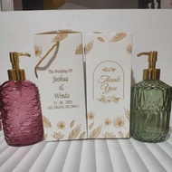 GLASS BOTTLE PUMP SOAP COLOR IVORY BOX PACKAGING CUSTOM NAME