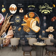 Custom Blackboard Bakery Bread Wallpaper Industrial Decor Mural Cake Dessert Shop Restaurant Backgro