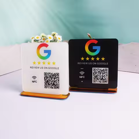 Acrylic Google Review QR Code Sign Review Us on Google Custom Google Review Sign With NFC Beauty Sal