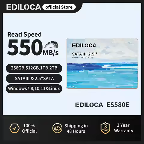 Ediloca ES580E SSD 2.5" SATA III 450MB/s Read Speed 3D QLC NAND SATA SSD Internal Solid State Drive 