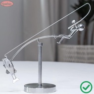 XUESHAN The Fisherman Balancing Sculpture, Handmade Gift Kinetic Fishing Sculpture, Creative Metal D