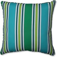 Pillow Perfect 636078 Outdoor/Indoor Aruba Stripe Floor Pillow, 25" x 25", Turquoise/Green