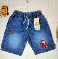 Celana anak jeans pendek bordir premium hero 1-6 tahun