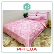 Bộ ga gối Ga trải giường Phi lụa cao cấp 5 món ( 1 ga + 1 mền + 2 vỏ gối nằm + 1 vỏ gối ôm )