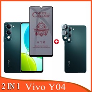 Vivo Y04 Privacy Ceramic Screen Protector For Vivo Y04 Y03T 2 in 1 Front Glass Camera Lens Protector