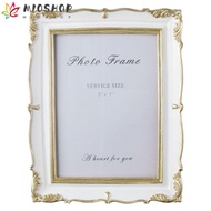 MIOSHOP Room Decor, White Gold for 5x7 inch Picture Vintage Picture Frames, Retro Light Blue Green v
