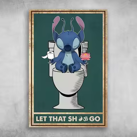 Stitch Yoga Toilet Paper and Lotus – Let That Shit Go This 8x12 Inch Metal Tin Sign is Designed for 