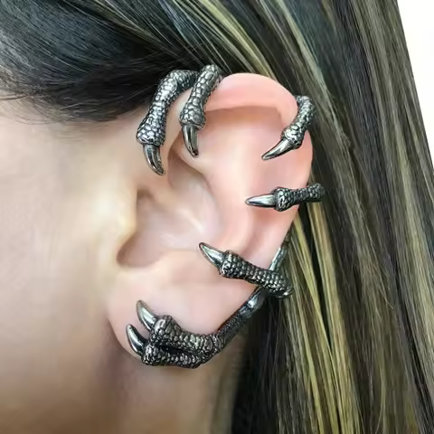 Vintage Earings for Women Fashion Black Hip Hop Zinc Alloy Geometric Dragon Claw Earrings Demon Slay