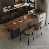 Island Table Dining Table Integrated Retractable Household Large Apartment Minimalist Black Walnut R