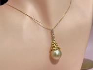 天然海水珍珠 南洋金珠 銀吊墜  贈項鏈