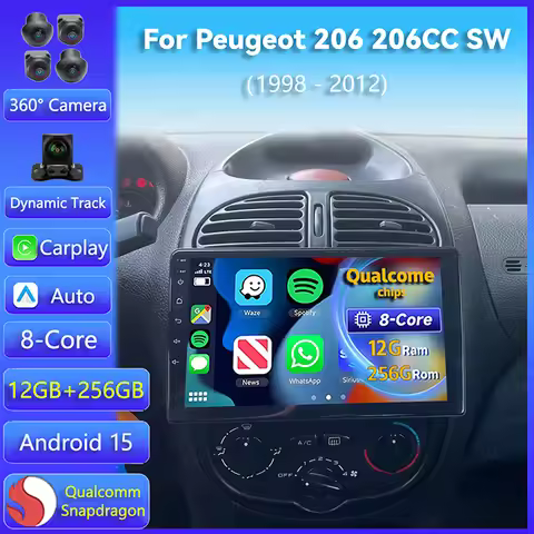 Android 15 Carplay Car Radio Multimedia For Peugeot 206 206CC SW 1998 - 2012 Navigation Video DVD Au