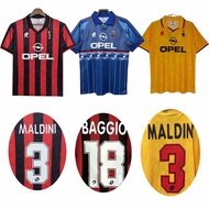 S-XXL    [Retro Issue] 9596 AC milan Maldini Baggio soccer jersey Man  football shirt