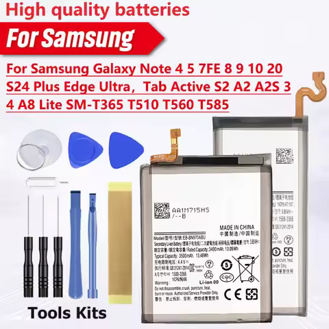 Battery For Samsung Galaxy Note 20 S24 4 5 7FE 8 9 10 Plus Edge Ultra，Tab Active S2 A2 A2S 3 4 A8 Li