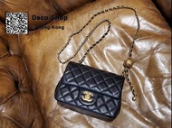 (Unused)Chanel Black/Gold mini Square with Pearl Crush 閒置 黑金 小金球 方胖子 CF17
