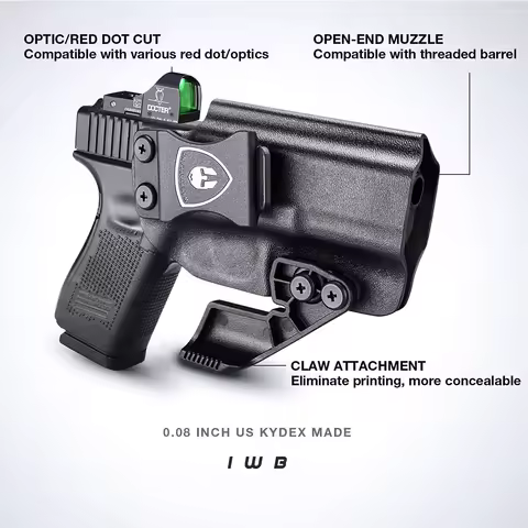 Only For Glock 17/19/19X/26/44/45 Gen(1-5)&Glock 23/32 Gen(3-4),IWB Holster Optic Cut,Right Hand Com