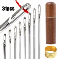31/62pcs Blind sewing needle, large hole stainless steel sewing needle, home DIY jewelry beaded thre