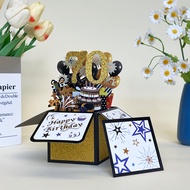 TEMU 70th Birthday Pop-up Greeting Card | Suitable For Elderly, Cartoon Theme, Paper Material, No Te