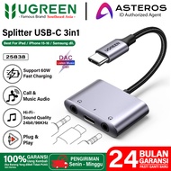 UGREEN Splitter DAC Type C to Dual Jack Audio Adapter 3-In-1 Open Mic Charging PD 60W