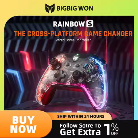 BIGBIG WON C1 lite S Wired Game Controller For Switch PS4, Win10/11 With Joystick RGB Light Audio Ra