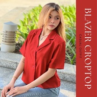 Women's Blazer, Short Sleeve Croptop, 1-layer short vest imitation jacket, with silk lining and shoulder pad QUIN House