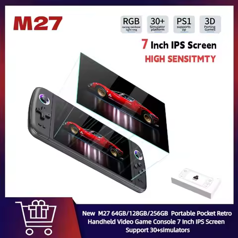 M27 Handheld Game Console 7-Inch IPS Screen Linux Emuelec Joystick Retro Video Game Console Player P