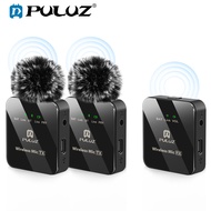 [คลังสินค้าพร้อม] PULUZ 2 TX + 1 RX ไมโครโฟนไร้สายลาวาเลียร์ (สีดำ)