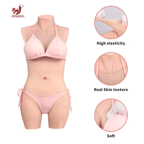 KUMIHO C D Cup 5-Point Bodysuit Cosplay Sissy Silicone Fake Vagina Breast Forms Boobs Silicon Body F
