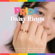 Pride Daisy Beaded Rings, Celebrate Love & Color Pride Month! Pride Flag Inspired Daisy Rings