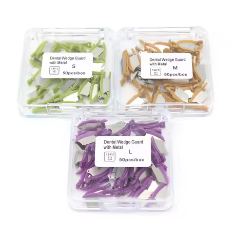 50Pcs/Box Dental Wedge Prime Teeth Interproximal Wedge Guard With Metal Plastic Wedge Knife With Den