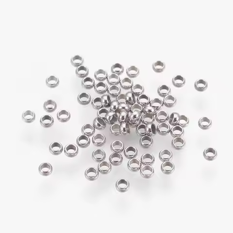 ahout 416pcs/5g 316 Surgical Stainless Steel Crimp Beads Rondelle Stainless Steel Color 1.9mm Hole: 