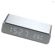 Toho Wireless Charger Desk Clock LED Digital Clock Temperature Meter ℃/ ℉ Switchable Wireless Charging Device Multifunctional LED Alarm Clock with Calendar for Home Office