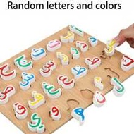 1 Set Wooden Letter Puzzle, Cognitive Matching Auxiliary Handgrip Puzzle, Hand-Eye Coordination Toy,