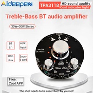 Aideepen ZK-R302 Cool Volume Indicator BT Audio Power Amplifier Board โมดูล TPA3118 30WX2 DC9-24V สำ