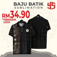 (BATIK03) TSHIRT BATIK BERKOLAR SUBLIMATION SIAP LOGO