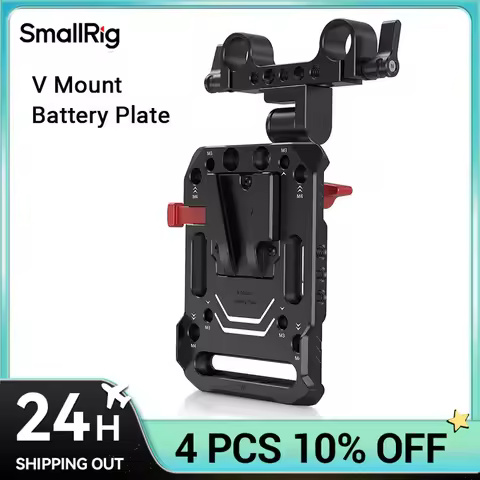 SmallRig V Mount Battery Plate, V-Lock Mount Battery Plate with 15mm Rod Clamp & Adjustable Arm for 