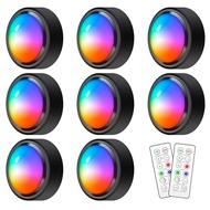 16 Colors RGB LED Puck Lights with Remote Battery Operated Puck Lights for ClosetBedroom