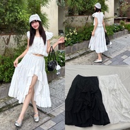 REGINA DEROSE LONG SKIRTS - DEROSE LONG Slit Skirt Made of Soft and Cool Windy Fabric with Cute Laye