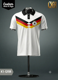Jersey Polo Kerah Jerman Germany Full Printing Custom Nama Logo / Kaos Polo Jersey Jerman Sepakbola