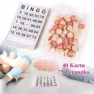 40pcs Bingo Card Large Bingo Cards With 75pcs Wooden Chess Set Bingo Game