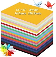240 Sheets Colored Cardstock, 8.5 x 11" Cardstock Paper -24 Assorted Colors Construction Paper, 250G